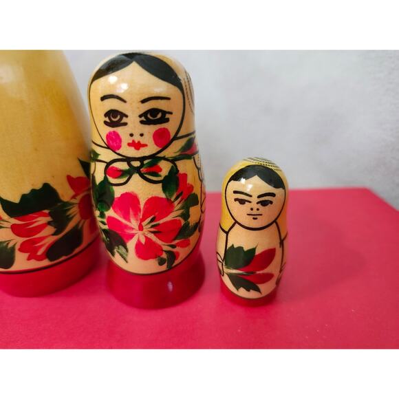 Vintage Lot 5 Russian Nesting Dolls Man Beard Unique Shaped Floral - Picture 11 of 13